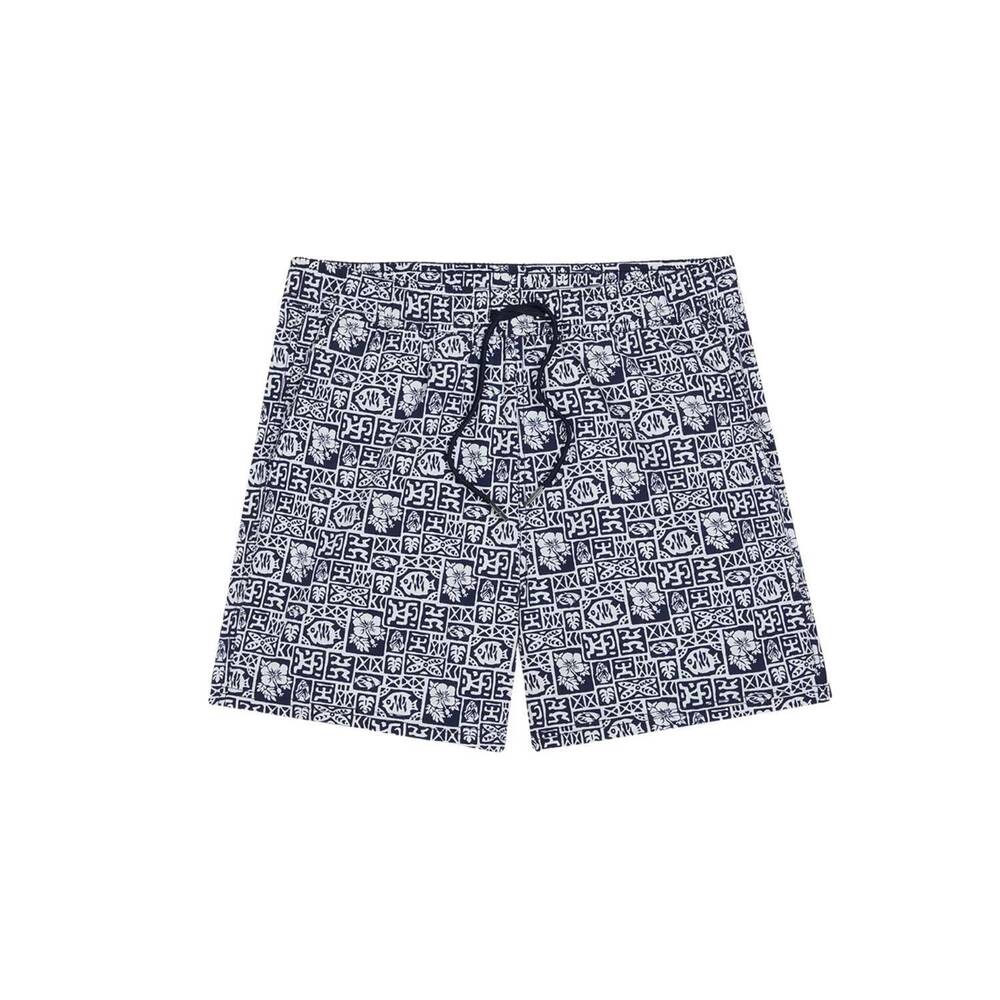 NEW FAIR HARBOR men's bungalow swim trunks in navy sea tiles